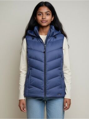 Gerry Weber Blue Quilted Hooded Puffer Vest